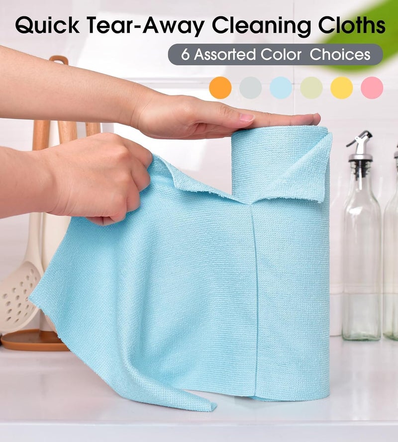 SGMVK Cleaning Cloth Roll Reusable Washable 20 Pack for Kitchen Surfaces Car, Home, Garage or Shop Cleaning Tear Away Microfiber Towels (1, Blue) - Image 3