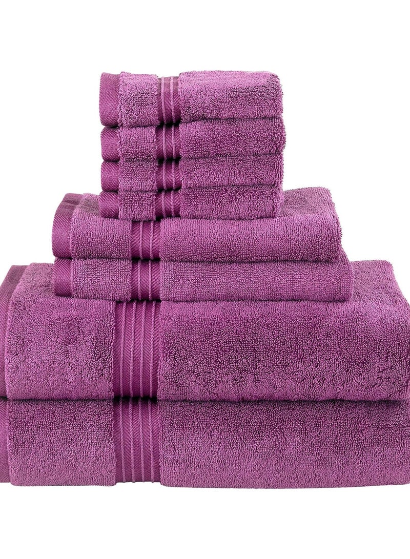 Comfy Cotton Purple 600 Gsm 8 pc Set For Bath And Spa Towel Set Includes 2Xbath Towels 70X140 Cm 2Xhand Towels 40X70 Cm 4Xwashcloths 30X30 Cm - Image 1