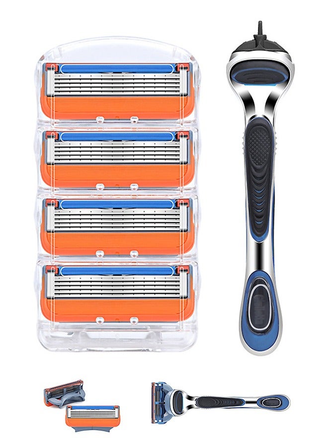 Beyond 4-Blade Razor Ultra-Thin Blades with 1 Handle (Orange+Black) - Image 1