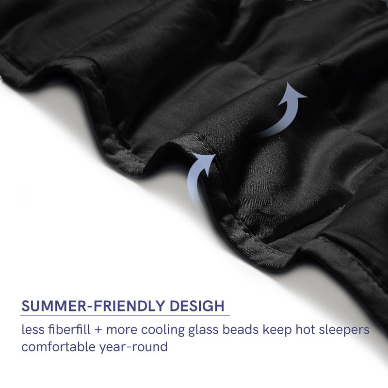 YnM 15lbs Weighted Blanket for Adults, Cotton Heavy Bed Throw Blanket with Cooling Glass Beads for All Season Use, Ideal for One Person of 140lbs (60x80 Inches, Queen Bed, Black) - Image 4