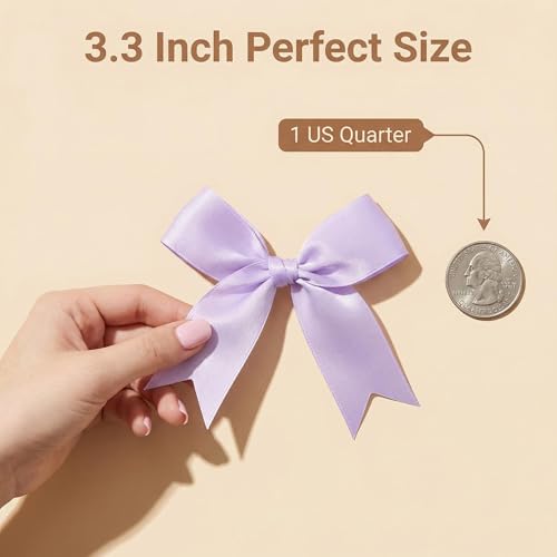 Luuao Purple Gift Wrap Bows – 50pcs 3.3 Inch Elegant Satin Bows for Gift Wrapping, Wedding Decor, Baby Shower, Party Decorations, Birthday, Easter, Christmas, Anniversary, DIY Crafts, Gift Bags - Image 3