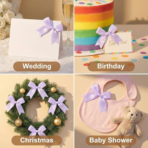 Luuao Purple Gift Wrap Bows – 50pcs 3.3 Inch Elegant Satin Bows for Gift Wrapping, Wedding Decor, Baby Shower, Party Decorations, Birthday, Easter, Christmas, Anniversary, DIY Crafts, Gift Bags - Image 5