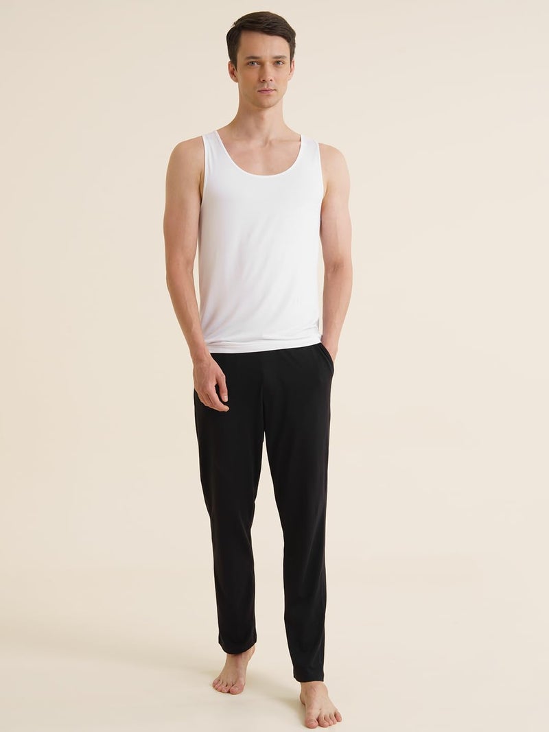 DAMENSCH Regular Fit Solid Round Neck Cotton Blend Vest Sleeveless Moisture Wicking Anti-Bacterial Anti Odour Soft & Durable Stretchable Bamboo Vest for Men-Bright White,Bright White,Bright white-2XL - Image 3