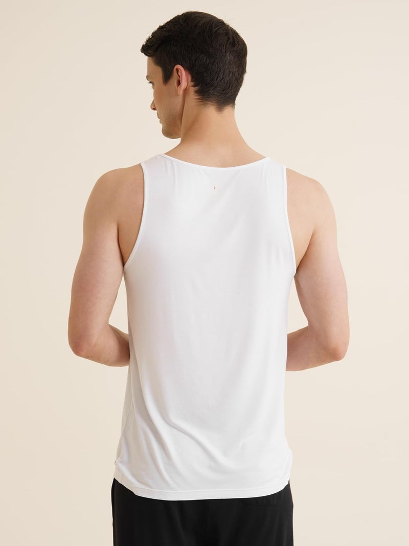 DAMENSCH Regular Fit Solid Round Neck Cotton Blend Vest Sleeveless Moisture Wicking Anti-Bacterial Anti Odour Soft & Durable Stretchable Bamboo Vest for Men-Bright White,Bright White,Bright white-2XL - Image 5