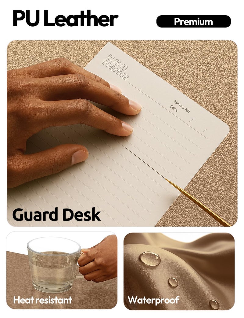 YSAGi Leather Desk Protector, Office Mat, Large Mouse Mat, Non-Slip PU Leather Blotter, Laptop Pad, Waterproof Writing Pad for Office and Home (Bronze, 31.5" x 15.8") - Image 3