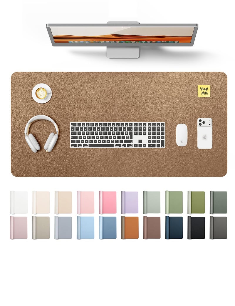 YSAGi Leather Desk Protector, Office Mat, Large Mouse Mat, Non-Slip PU Leather Blotter, Laptop Pad, Waterproof Writing Pad for Office and Home (Bronze, 31.5" x 15.8") - Image 1