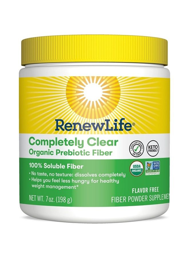 Renew Life ألياف بروبيوتيك عضوية شفافة تمامًا للبالغين، مكمل مسحوق ألياف صديق للكيتو، 7 أونصات - Image 1