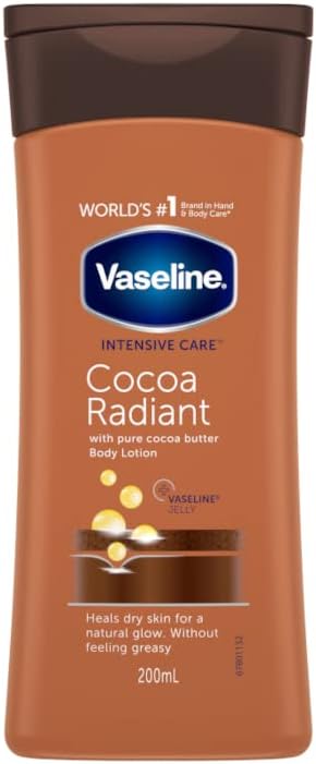 Vaseline لوشن الجسم فازلين للعناية المكثفة مع زبدة الكاكاو النقية وزن صافي 10 أونصة سائلة 295 مل كل عبوة من 3