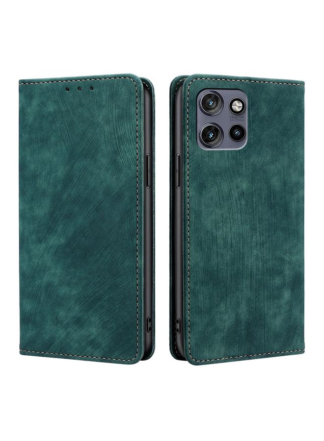 The Bros Case For Motorola Edge 50 Neo 5G RFID Anti-theft Brush Magnetic Leather Phone Case