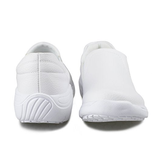 Hawkwell Women's Slip On Lightweight Comfort Slip Resistant Nursing Shoes,White Synthetic,8 M US - Image 4