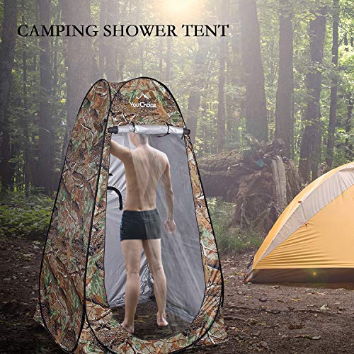 Your Choice Pop Up Privacy Tent, 3.9x3.9x6.2FT Portable Shower Tent for Camping, Waterproof Outdoor Changing Room with Carry Bag for Beach Hiking RV Fishing - Camo Green - Image 4