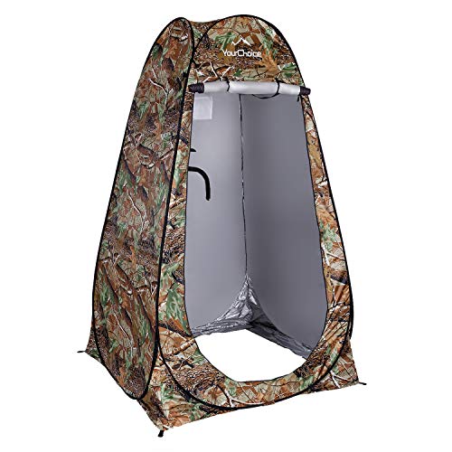 Your Choice Pop Up Privacy Tent, 3.9x3.9x6.2FT Portable Shower Tent for Camping, Waterproof Outdoor Changing Room with Carry Bag for Beach Hiking RV Fishing - Camo Green - Image 1