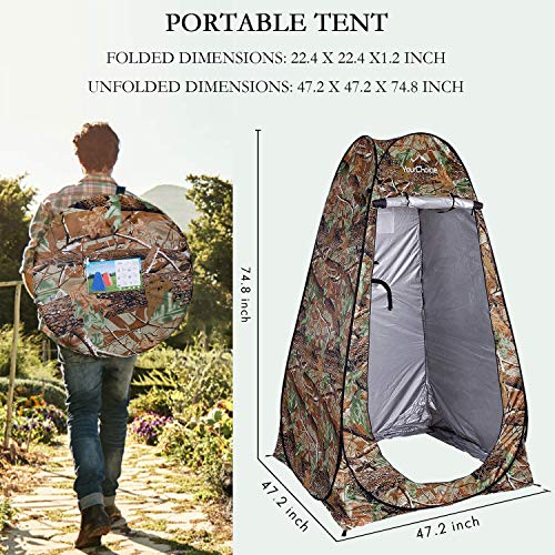 Your Choice Pop Up Privacy Tent, 3.9x3.9x6.2FT Portable Shower Tent for Camping, Waterproof Outdoor Changing Room with Carry Bag for Beach Hiking RV Fishing - Camo Green - Image 2