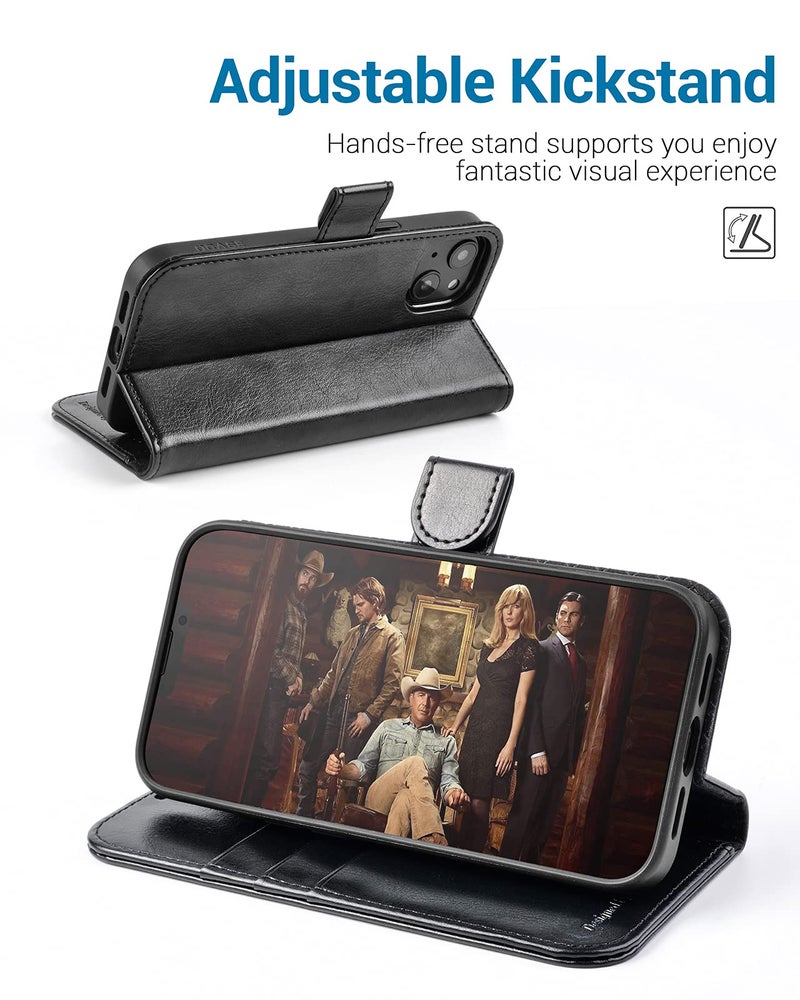 OCASE Compatible with iPhone 13 Wallet Case, PU Leather Flip Folio Case with Card Holders RFID Blocking Kickstand [Shockproof TPU Inner Shell] Phone Cover 6.1 Inch 2021 (Black) - Image 4
