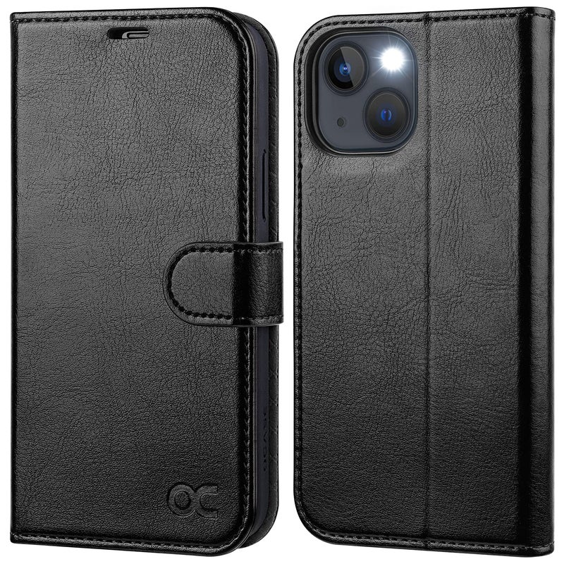 OCASE Compatible with iPhone 13 Wallet Case, PU Leather Flip Folio Case with Card Holders RFID Blocking Kickstand [Shockproof TPU Inner Shell] Phone Cover 6.1 Inch 2021 (Black) - Image 1