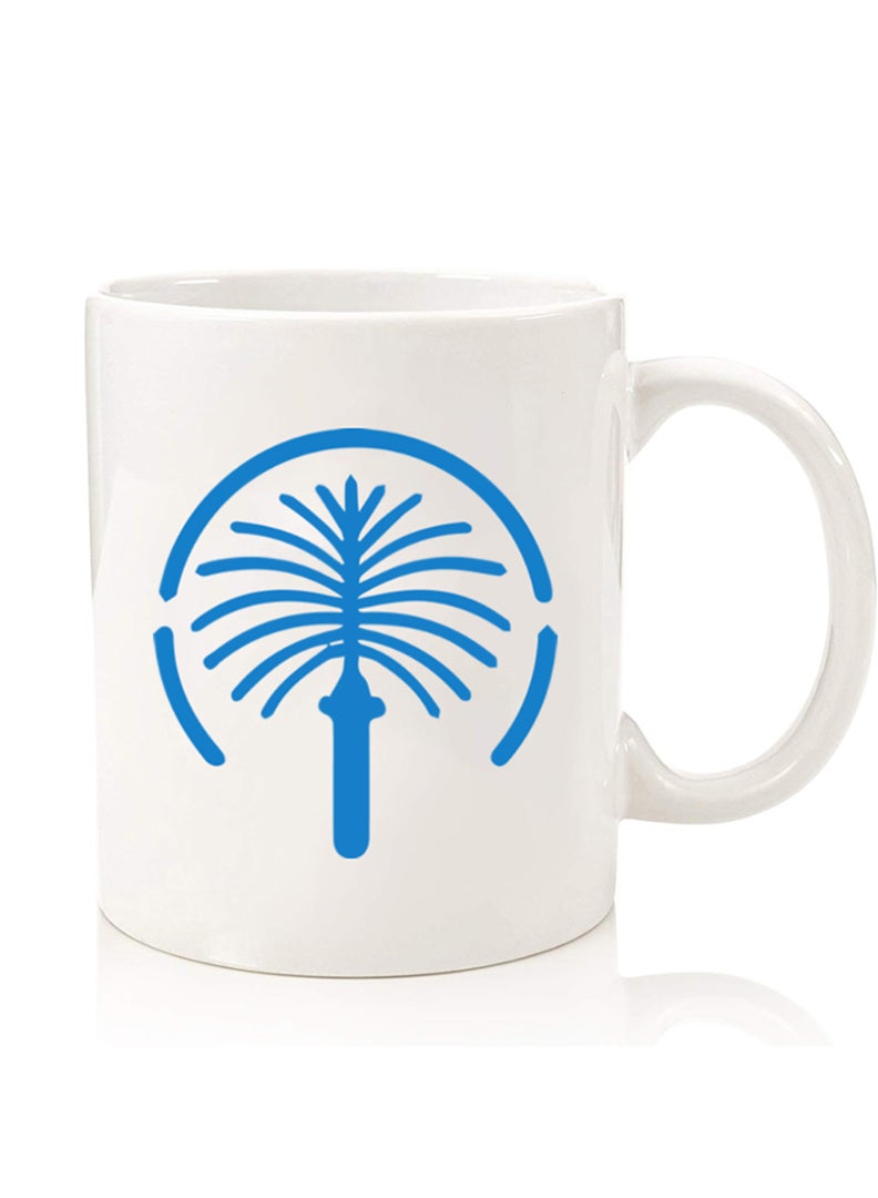 Theodor Premium Quality Two Sided Printed Coffee Mug Tea Cup For Home Office, Kids Men Women Palm Jumeriah Blue - Image 1
