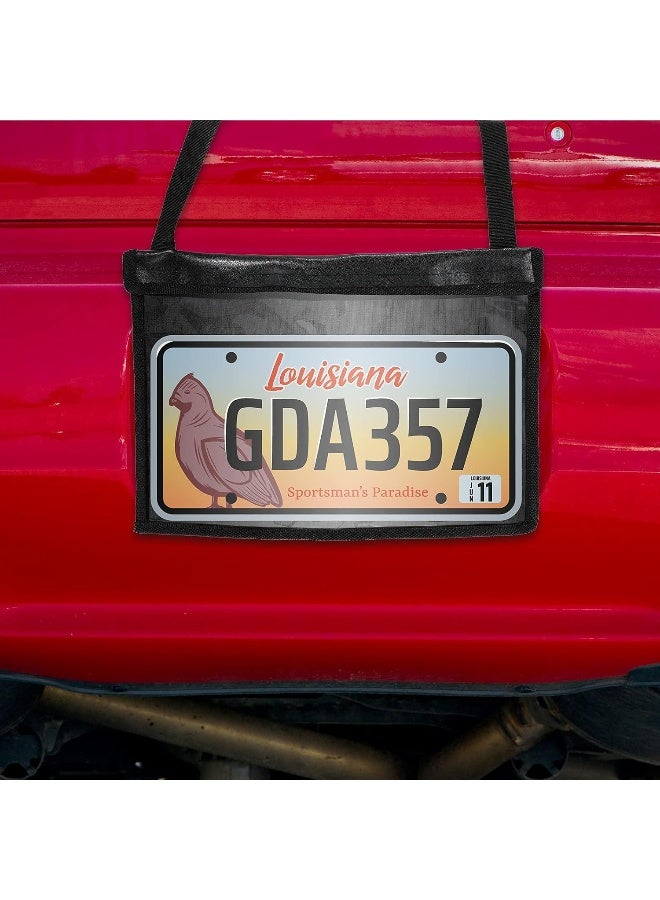 Frienda 2 Pcs License Plate Holder with Hanging Strap Test Drive License Plate Tag Bag Dealer Plates Tag Bags Black Plate Frame Cover Car Plate Bracket Holder for Car SUV Truck - Image 2