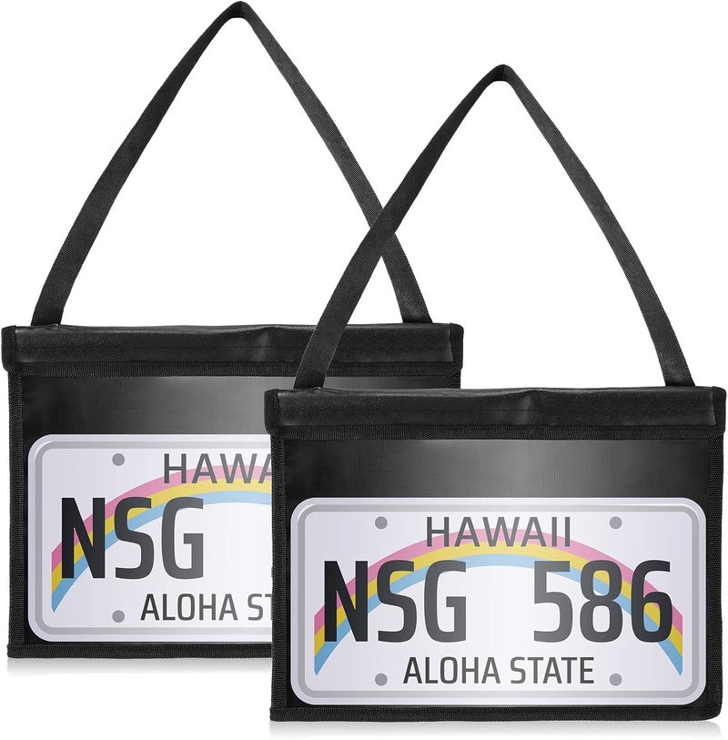Frienda 2 Pcs License Plate Holder with Hanging Strap Test Drive License Plate Tag Bag Dealer Plates Tag Bags Black Plate Frame Cover Car Plate Bracket Holder for Car SUV Truck - Image 1