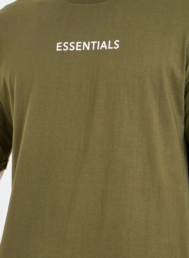 Styli Chest Print Contrast Hem Oversized T-Shirt