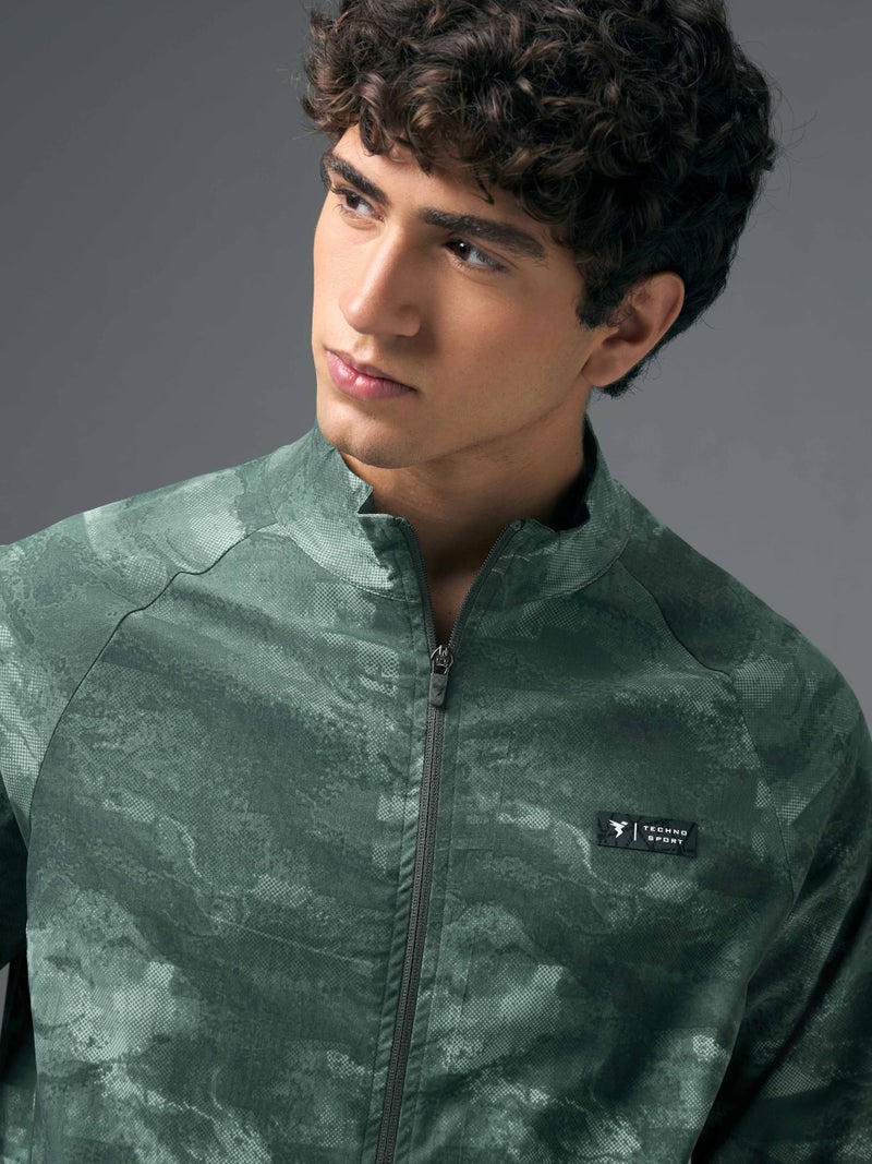 TECHNOSPORT Men's Slim Fit All Over Print Regular Jacket for Sports And Gym - (MJPM92GNB_Green Bog_M) - Image 3