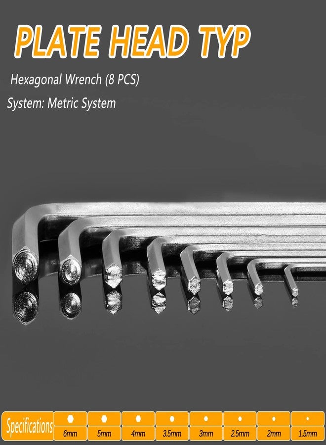 Bivethoi Set of 8 Allen Wrench Hex Key from 1.5 to 6 mm, L Shaped Spanner Set with Key Ring Metric Hexagon Wrench Repairing Tool - Image 2