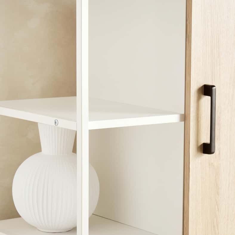 Pan Home خزانة عرض ببابين ودرج - طبيعي وأبيض - Image 5