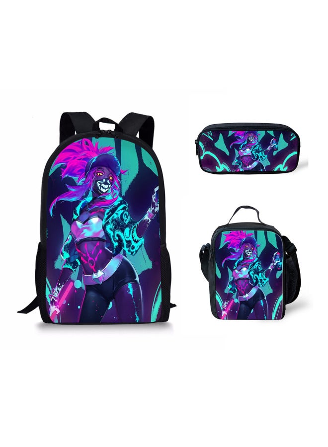 Backpack Union KDA Hero Children Elementary School Bag Backpack Meal Bag Pencil Bag Three-piece Set-Color:HBC202549CGK  - Image 4