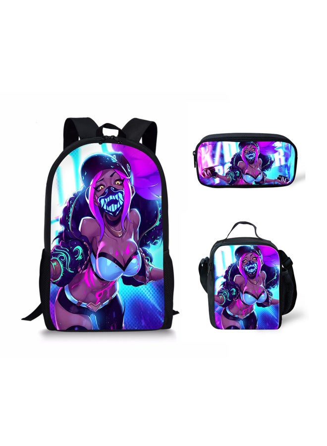 Backpack Union KDA Hero Children Elementary School Bag Backpack Meal Bag Pencil Bag Three-piece Set-Color:HBC202549CGK  - Image 1
