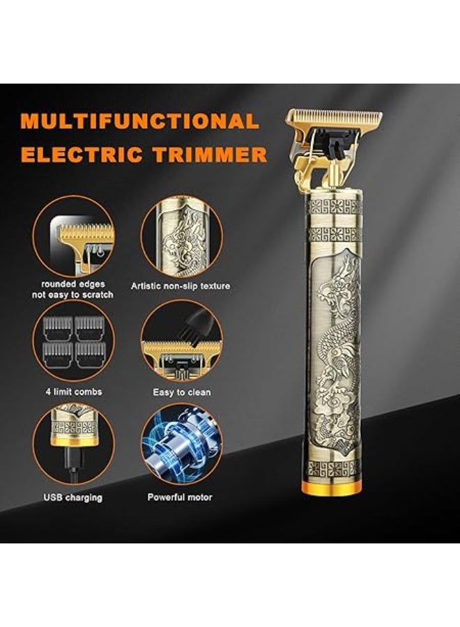 ماكينة تشذيب الشعر وحلاقة الشعر الاحترافية للرجال لاسلكية قابلة لإعادة الشحن مع 4 أمشاط مدرجة، منتجات الحلاقة للقطع بهيكل من المعدن - Image 4