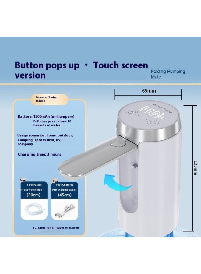 ARABIQO Electric Water Dispenser Pump, USB Rechargeable Drinking Water Pump with LED Digital Display, 3 Quantitative Settings, Foldable for Universal 3-5 Gallon Bottles - Image 4