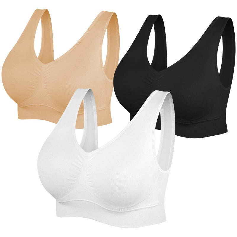 SIMIYA Womens Sports Bras, Yoga Comfort Seamless Stretchy Sports Bra for Women 3 Pack - Image 1