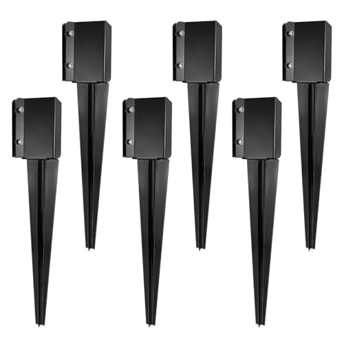 XYADX Fence Post Anchor Ground Spike Heavy Duty Black Powder Coated Fence Stakes Post Base for Mailbox, 24 x 4 x 4 Inches Outer Diameter (Inner Diameter 3.6 x3.6 Inches), Pack of 6 - Image 1