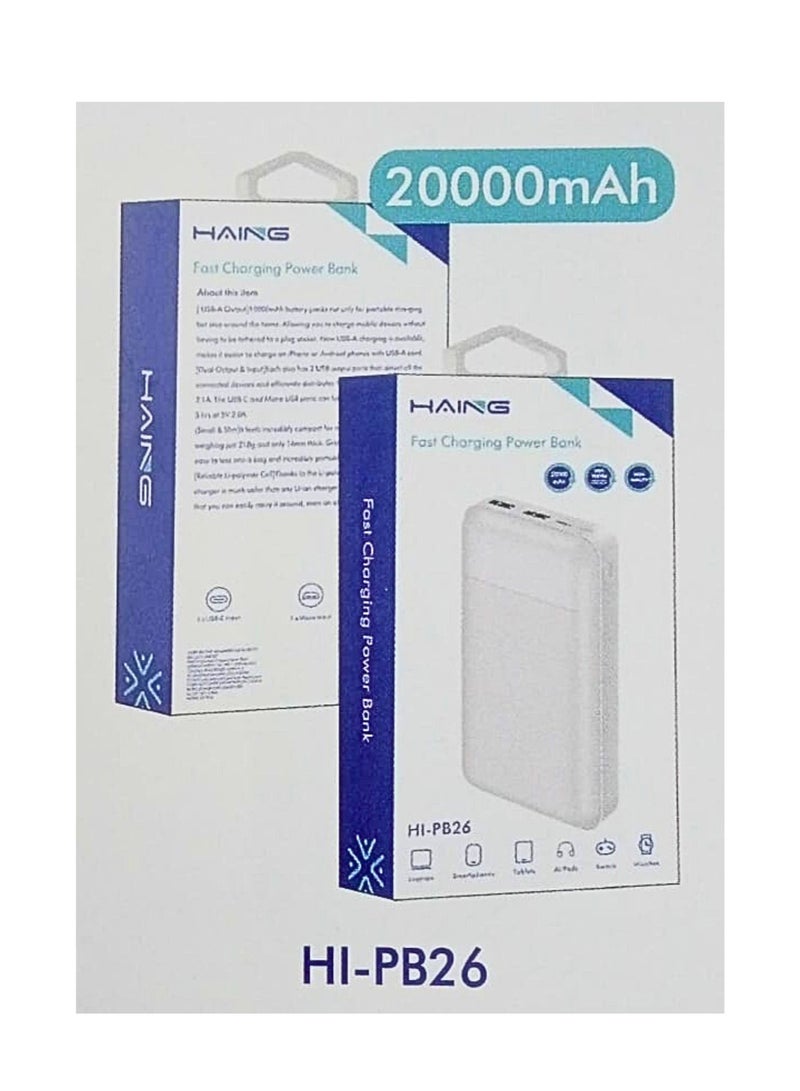 Haing بنك طاقة سريع الشحن HI-PB26 سعة 20000mAh - Image 1