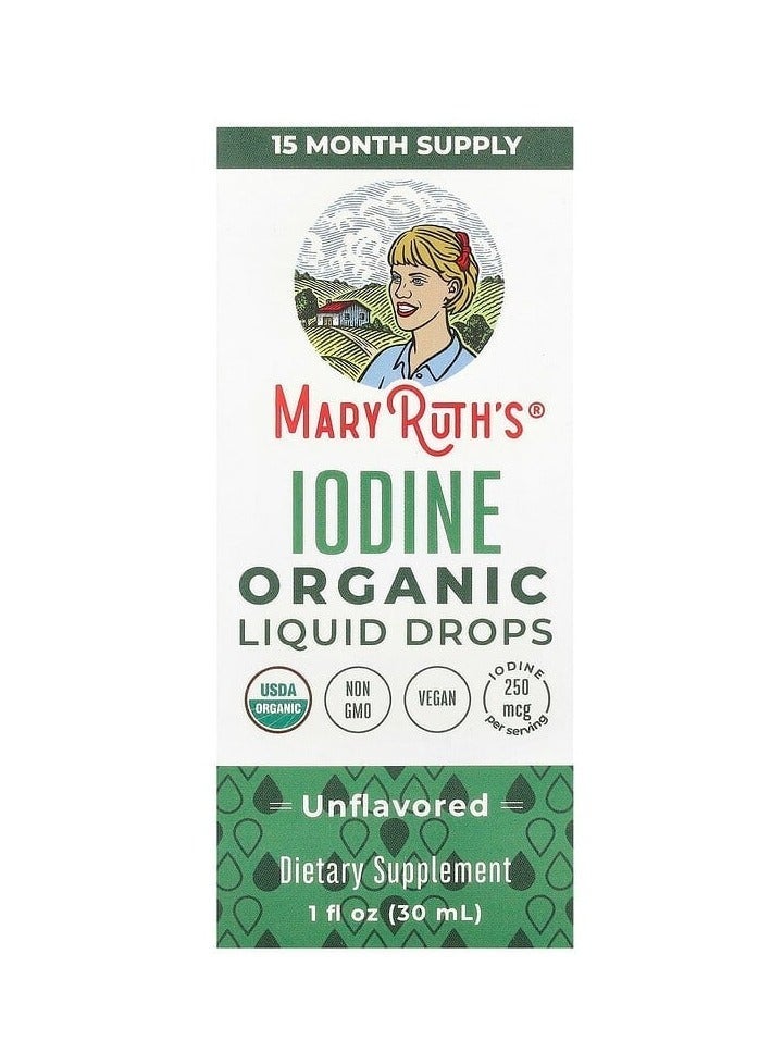 MaryRuth's Organic Iodine Liquid Drops Unflavored, 250 mcg, 1 fl oz (30 ml) - Image 2