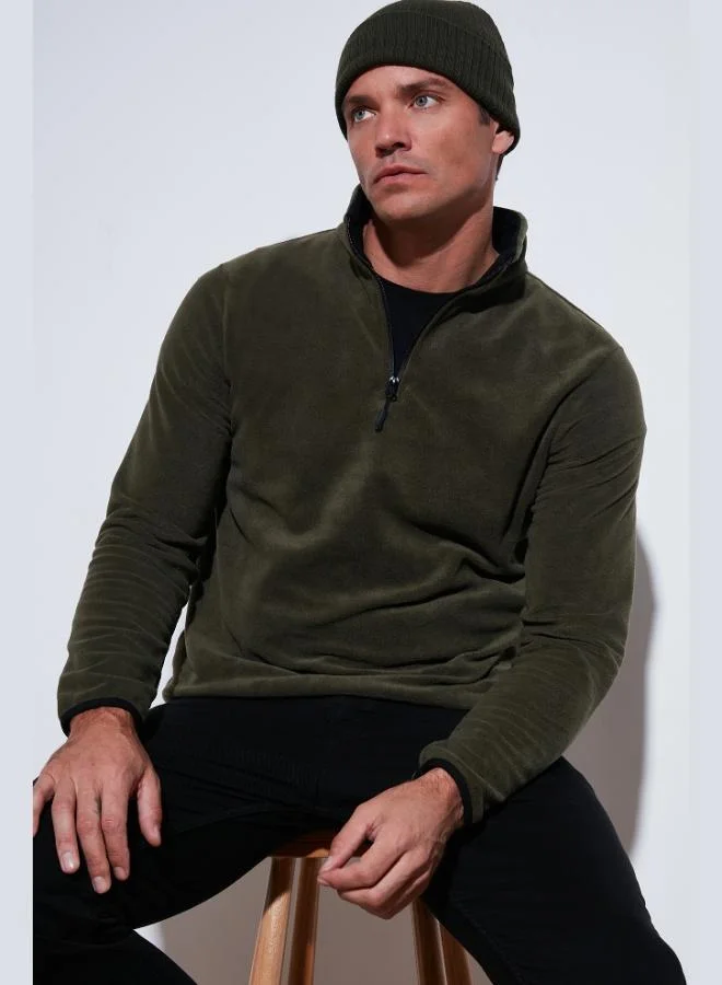 بوراتي Buratti Slim Fit Half Zipper Stand Collar Polar Fleece Men's POLAR 5906003