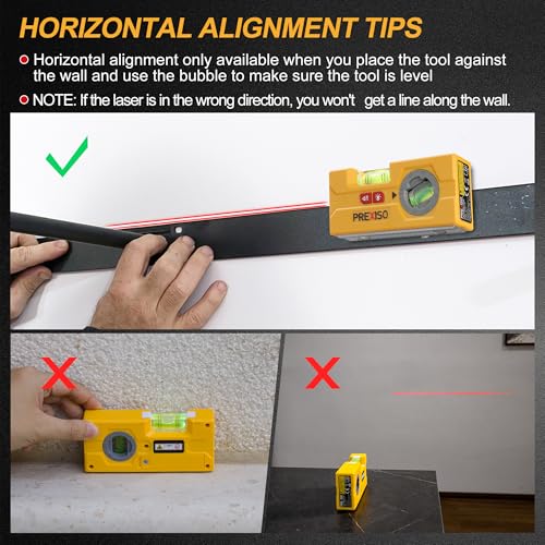 PREXISO 2-in-1 Line Laser Level - Mini Torpedo Level with Light, 3-3/4 inch Rotatable Magnetic Pocket Level & 30Ft Laser Line Leveler Tool for Hanging Picture, Wall Marking Painting, Home Renovation - Image 3