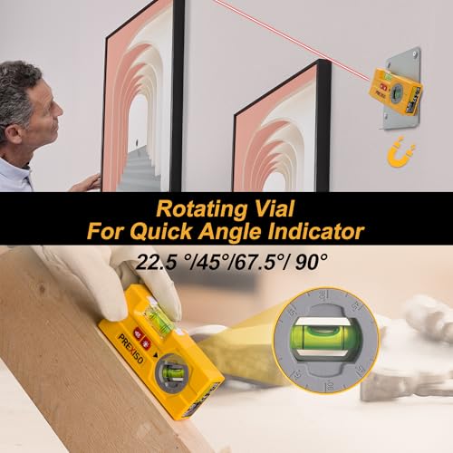 PREXISO 2-in-1 Line Laser Level - Mini Torpedo Level with Light, 3-3/4 inch Rotatable Magnetic Pocket Level & 30Ft Laser Line Leveler Tool for Hanging Picture, Wall Marking Painting, Home Renovation - Image 4