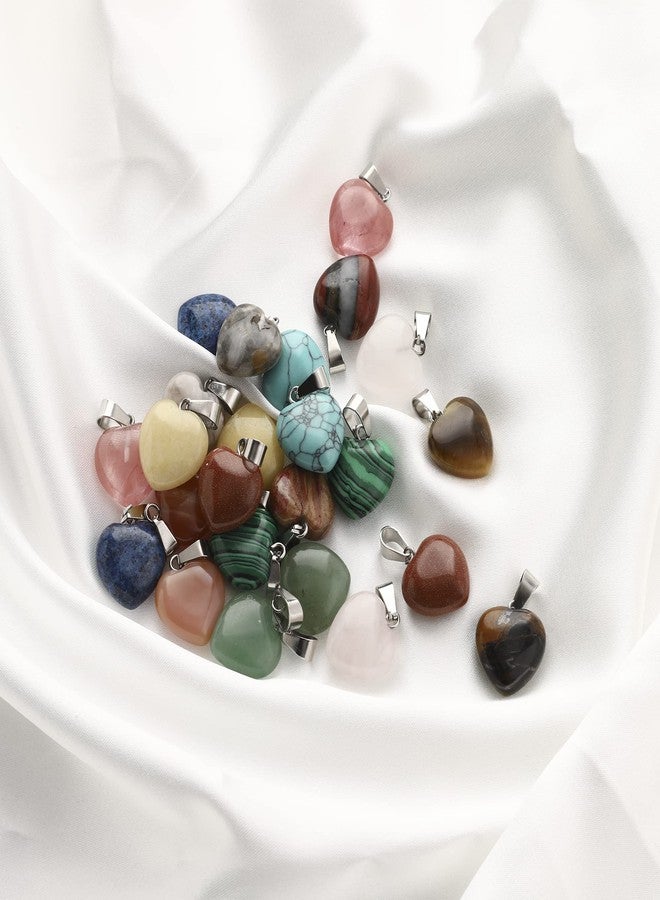 Lezam 24 Pieces Healing Crystal Heart Moon Cross Shaped Pendants Necklace Charms for DIY Jewelry Making Natural Quartz Stones Chakra Love Beads Bulk, 24pcs, Stone, Quartz - Image 3