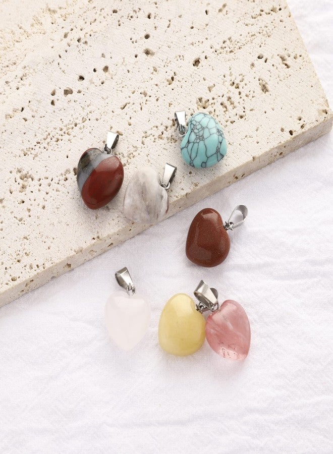 Lezam 24 Pieces Healing Crystal Heart Moon Cross Shaped Pendants Necklace Charms for DIY Jewelry Making Natural Quartz Stones Chakra Love Beads Bulk, 24pcs, Stone, Quartz - Image 4