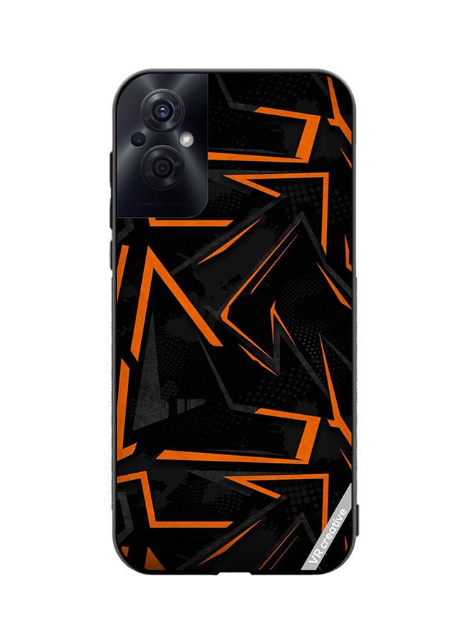 VR CREATIVE Protective Case Cover For Oppo Reno8 Z Black & Orrange Pattern Design Multicolour - Image 1