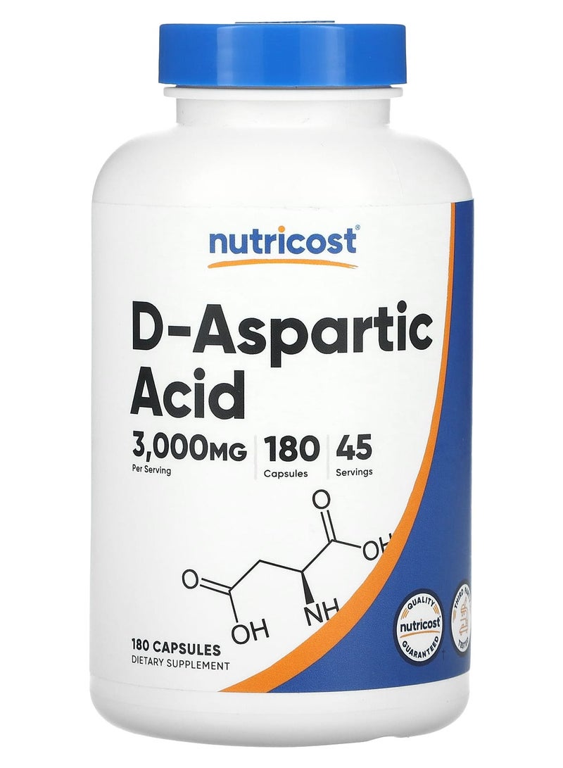 Nutricost D-Aspartic Acid 3000 Mg 180 Capsules  - Image 1