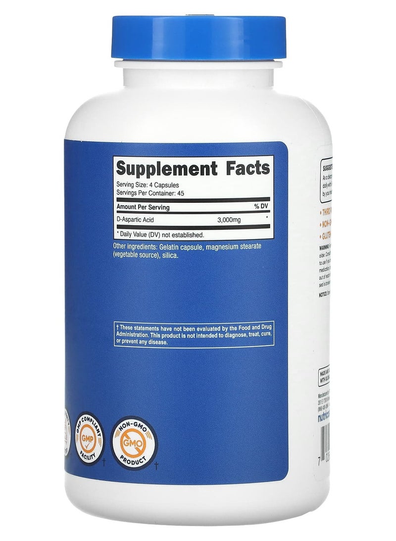 Nutricost D-Aspartic Acid 3000 Mg 180 Capsules  - Image 2