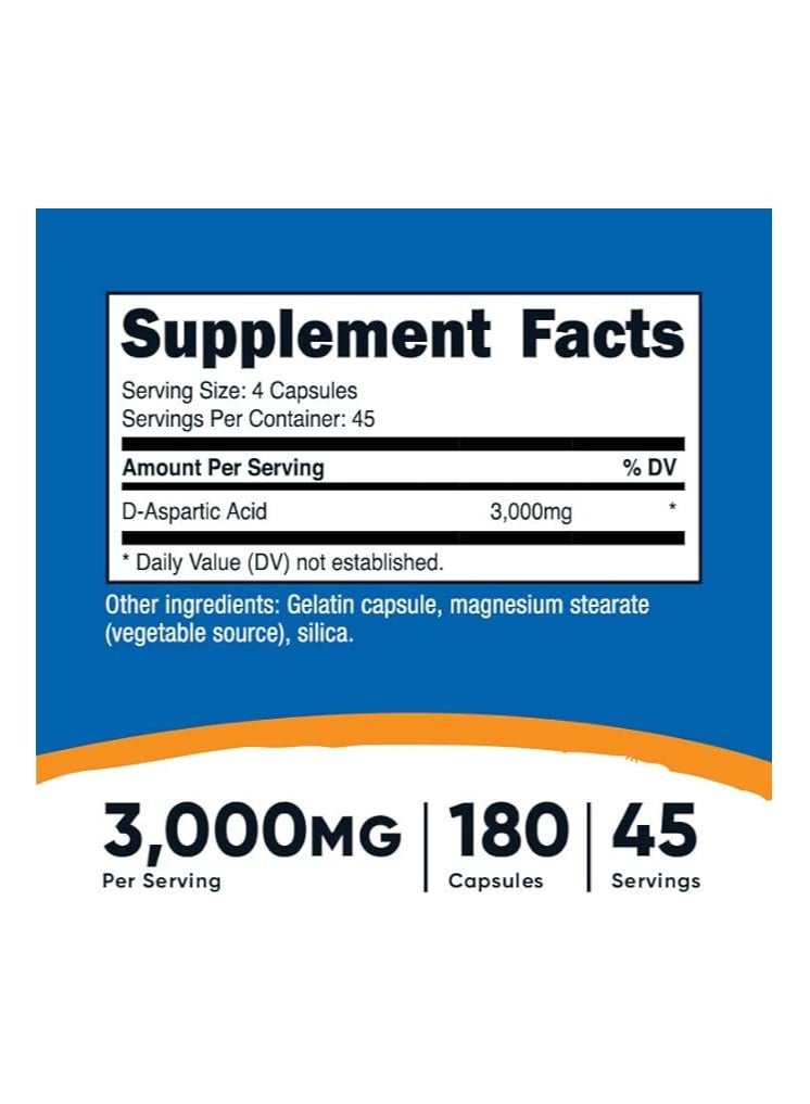 Nutricost D-Aspartic Acid 3000 Mg 180 Capsules  - Image 4