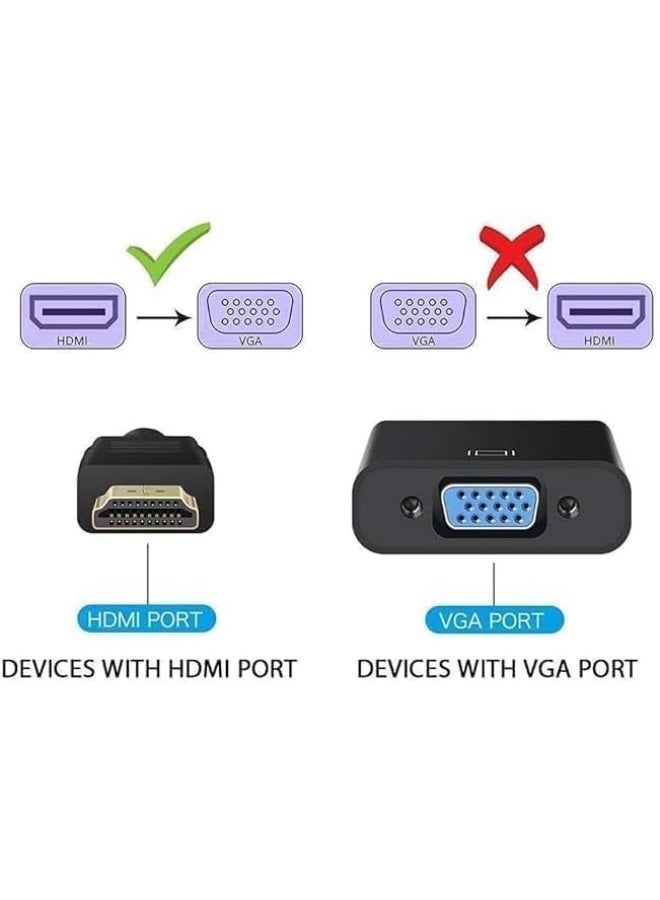 Salab HDMI to VGA, Gold-Plated Adapter (Male to Female) for Computer, Desktop, Laptop, PC, Monitor, Projector, HDTV, Chromebook, Raspberry Pi, Roku, Xbox and More - Black - Image 3