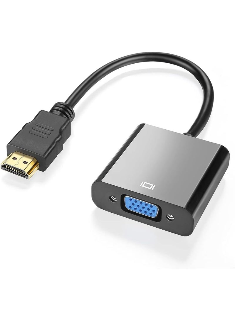 Salab HDMI to VGA, Gold-Plated Adapter (Male to Female) for Computer, Desktop, Laptop, PC, Monitor, Projector, HDTV, Chromebook, Raspberry Pi, Roku, Xbox and More - Black - Image 1