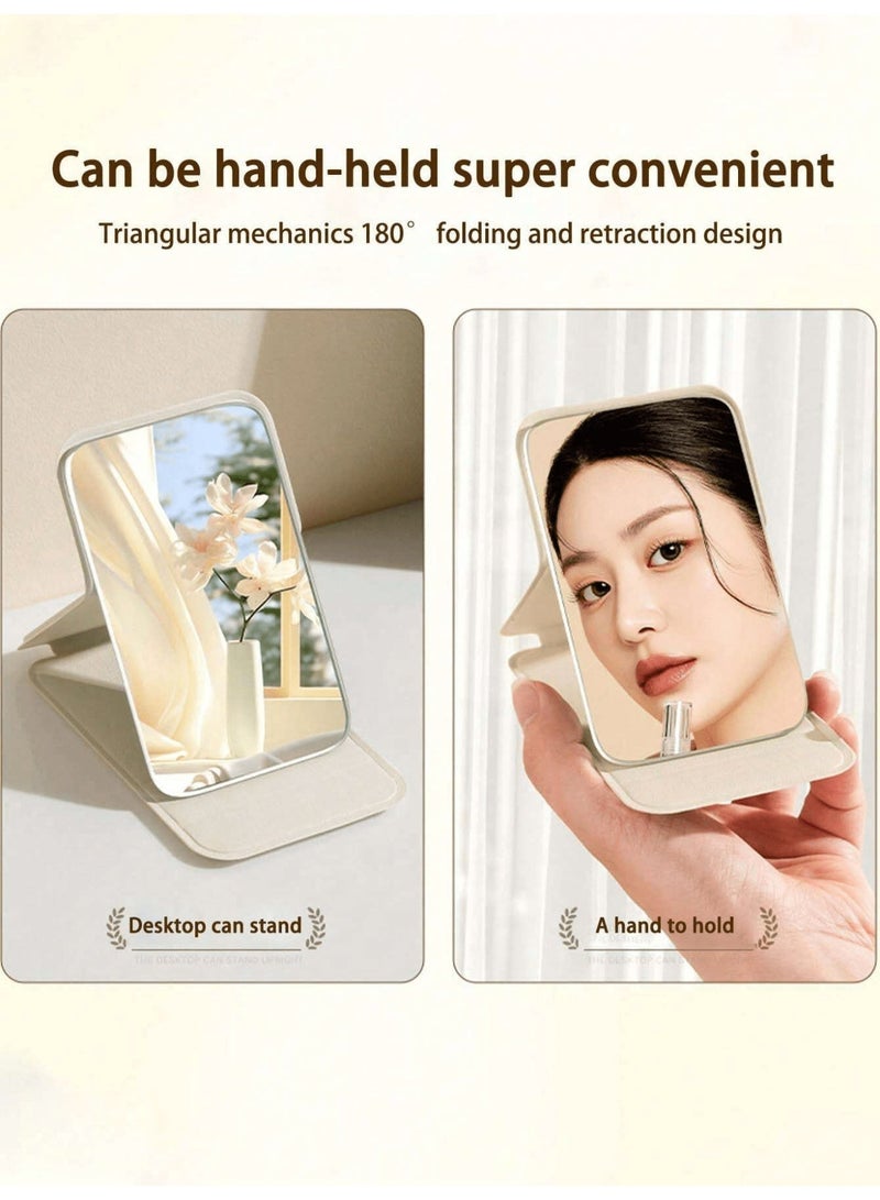 LUMYA Butterfly Pattern Pocket Mirror, Portable Folding Makeup Mirror, Compact Adjustable Small Mirror with Stand for Quick Touch-ups, Travel Handheld Mirror for Women Girls, Mini Mirror Great for Home, Office, Camping (Beige) - Image 4