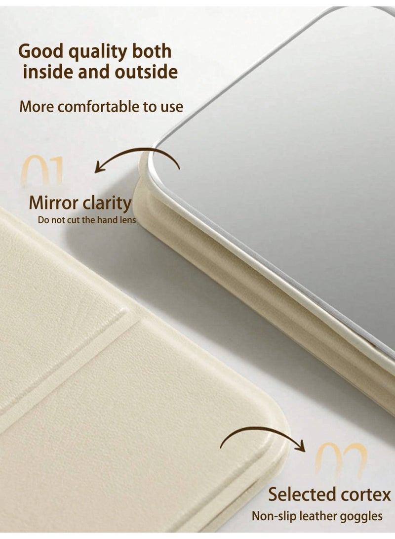 LUMYA Butterfly Pattern Pocket Mirror, Portable Folding Makeup Mirror, Compact Adjustable Small Mirror with Stand for Quick Touch-ups, Travel Handheld Mirror for Women Girls, Mini Mirror Great for Home, Office, Camping (Beige) - Image 3