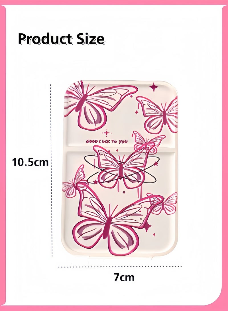 LUMYA Butterfly Pattern Pocket Mirror, Portable Folding Makeup Mirror, Compact Adjustable Small Mirror with Stand for Quick Touch-ups, Travel Handheld Mirror for Women Girls, Mini Mirror Great for Home, Office, Camping (Beige) - Image 2