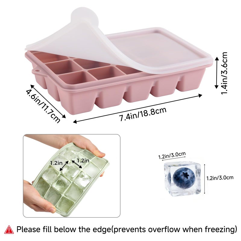 PET Hous Silicone Ice Cube Trays with Lid, Set of 4, Easy Release Ice Molds, Reusable and Stackable Ice Trays for Freezer for Cocktail, Whiskey, Baby Food, BPA Free (multicolour) - Image 3