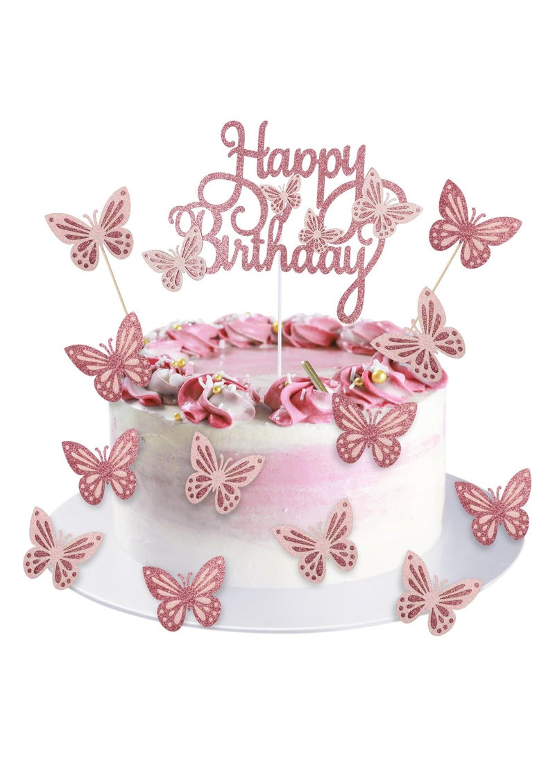 13Pcs Butterfly Themed Cake Toppers, 3D Butterfly Cakes, Double Color Butterfly Cake Toppers - Suitable for Girls Ladies Happy Birthday Cake Decorations Party Decorations - Image 1